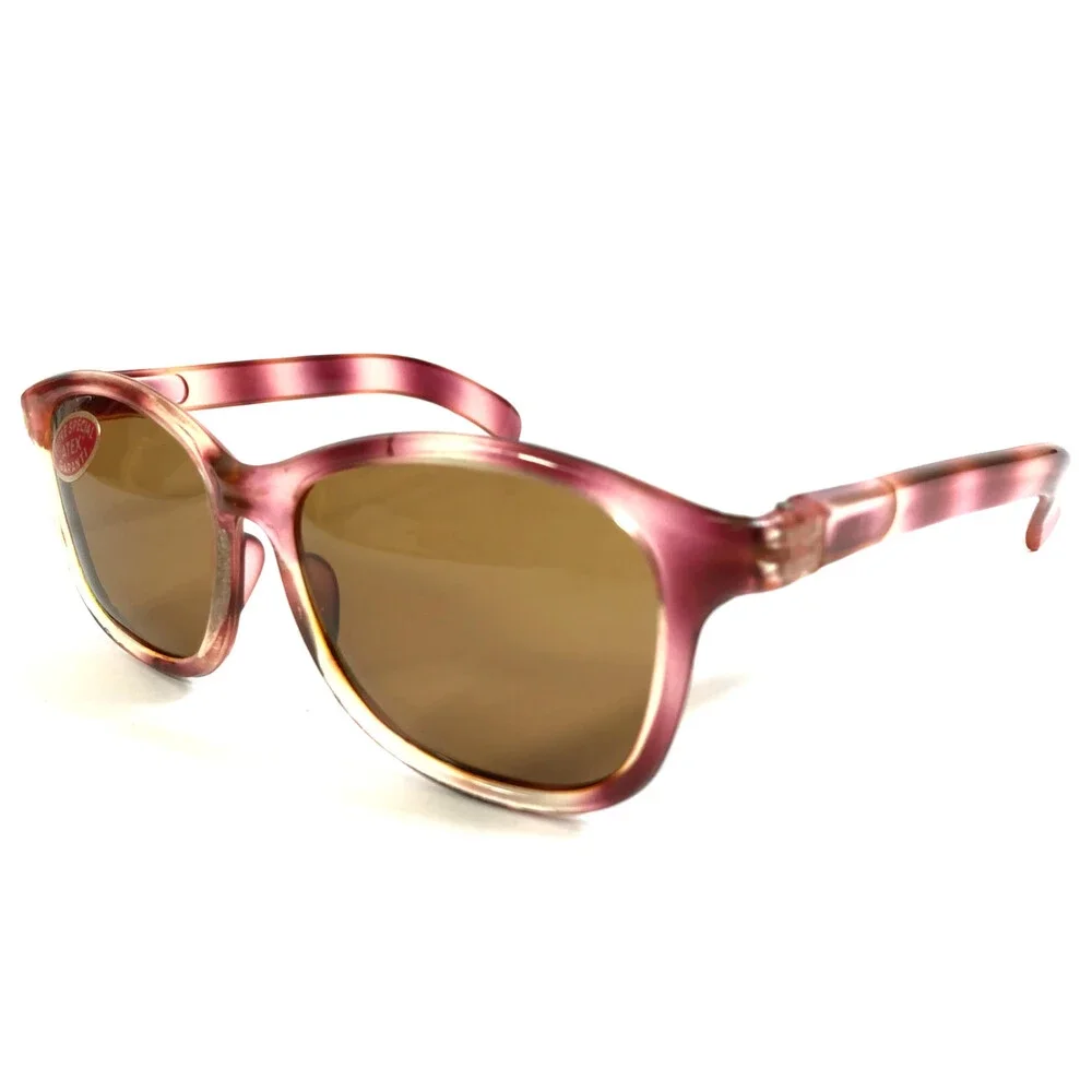 Vintage Sunglasses Pink Tortoise Frames with Brown Glass Lenses 55-18-129